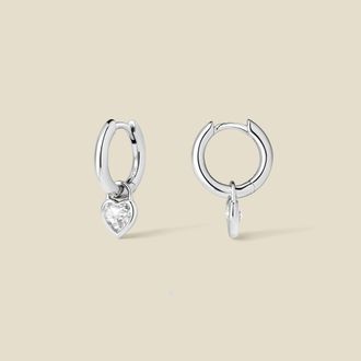 Made by Mary CZ Heart Huggie Hoop Earring