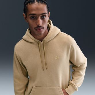 Nike Mens Nike Sportswear Club Washed Fleece Hoodie in Brown | IQ1219-297