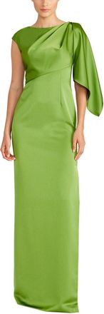 Theia Tilly Satin Draped Column Gown