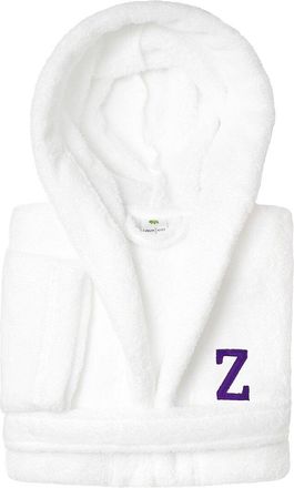 Linum Home Textiles Personalized Linum Kids Small Super Plush Hooded Bathrobe With Purple Bookman Font (Monogrammed A-Z)