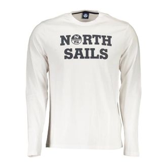 North Sails Long Sleeve Tops, male, White, Size: 2XL Long Sleeve T-shirt White Logo Print