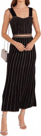 Minkpink Celia Lurex Midi Skirt In Black Combo