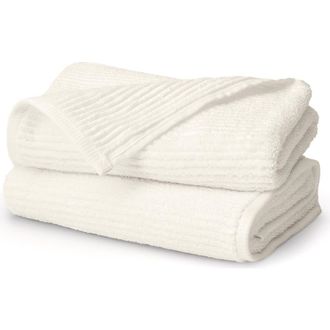 Boll & Branch Set of 2 Ribbed Organic Cotton Hand Towels in Cream at Nordstrom