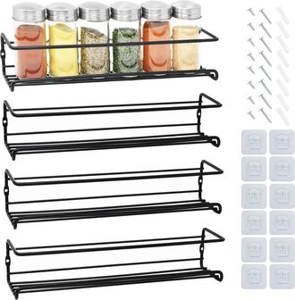 OEM Estante Para Especias Y Hierbas De Cuatro Niveles - Almacenamiento De Especias Para Cocina - Estante Para Especias Negro De Primera Calidad - Estante 
