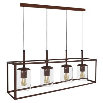 Tosel L&aacute;mpara de techo metal marr&oacute;n pantalla vidrio transparente