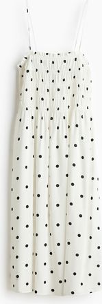 H&M Gesmoktes Tr&auml;gerkleid - Weiss/Polka Dots