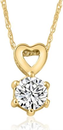 Pompeii3 1/2Ct Diamond Solitaire Heart Pendant Necklace in White, Yellow, or Rose Gold