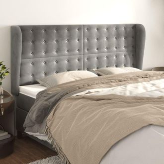 vidaXL Cabecero Con Orejas De Terciopelo Gris Claro 183x23x118/128 Cm Vidaxl