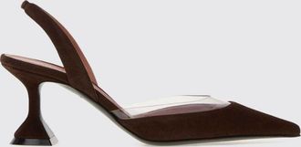 Amina Muaddi D&eacute;collet&eacute; slingback Lara in pelle scamosciata e PVC