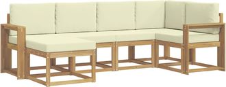 vidaXL Conjunto De Sof&aacute;s De Exterior 6 Uds. Blanco Y Crema Poli&eacute;ster Vidaxl