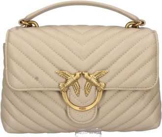 Pinko Love Lady Puff Mini - Dames - Handtassen - Beige - ONE Size - Katoen - Tassen