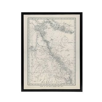 Artery8 Great Barrier Reef Area Chart Map Kent Framed Canvas Wall Art Print in White | Size: W24 x H32