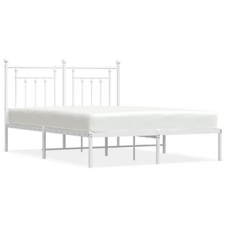 Berkfield Home Metal Bed Frame with Headboard White 150x200 cm King Size