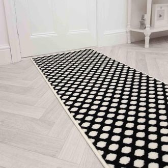 Runrug Hallway Carpet Runner Rug - Soft & Comfy, 9mm - Honeycomb in Black | Size: 60 cm x 390 cm