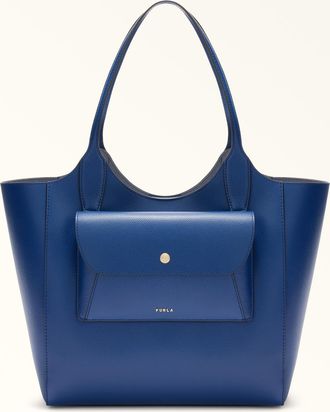 Furla Lea Borsa Shopping M Indigo Pelle Stampata Donna