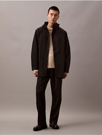 Calvin Klein Mens Water Resistant Hooded Rain Jacket - Black - XS