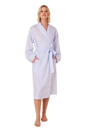 The Cats Pajamas Luxe Pima Shawl Collar Robe in Classic Gingham Blue at Nordstrom, Size Medium