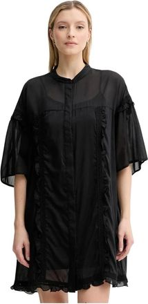 Isabelle Blanche Vestido Camisero con Volantes - Dresses - Mujer - Negro - M