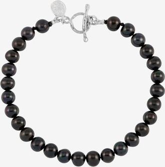 Dower & Hall Mens Black Pearl Bracelet in Sterling Silver at Nordstrom