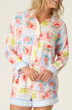 PJ Salvage Frutta Fresca Button-Up Pajama Top in Red Multi at Nordstrom, Size X-Small