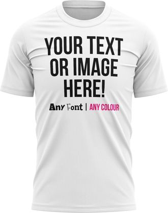 Generic Personalized Custom T-Shirt 200 GSM 100% Cotton - Design Your Own Text/Logo/Photo (Front or Back) - Custom Gift for Men & Women + Free 5x7 Personalize