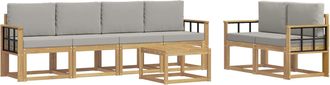 vidaXL Conjunto De Sof&aacute;s De Exterior 7 Uds. Blanco Y Gris Claro Vidaxl