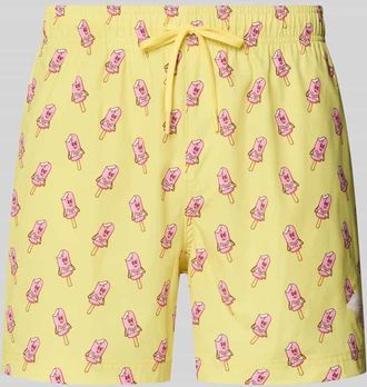 Jack & Jones Badehose im Allover-Look Modell MAUI VIBES NOVELTY in GELB, Gr&ouml;&szlig;e XXL