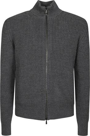 Drumohr Cardigans, male, Gray, Size: L Stylish Zip Cardigan