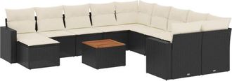 vidaXL Set De Sof&aacute;s De Jard&iacute;n Y Cojines 12 Pzas Rat&aacute;n Sint&eacute;tico Negro Vidaxl