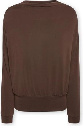 Elena Miro Modal T-shirt met boothals - Dames - Sweatshirts - Bruin - XS - Polyester - Hoodies & sweatvesten