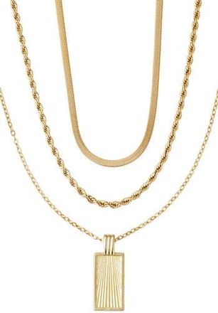 Adornia 18K Gold Plated Mixed Chain & Pendant Necklace Set at Nordstrom Rack