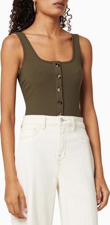 Good American Button Front Bodysuit In Green