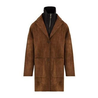 The Jackie Leathers Giacca in camoscio Angelique con pannello frontale rimovibile - - Coats - Donna - Marrone - XL