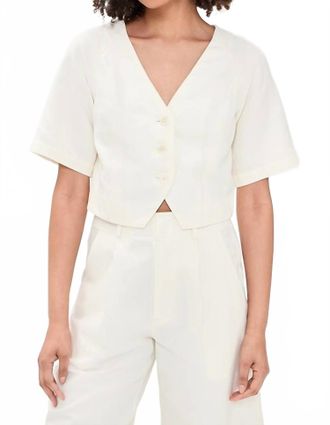 Apiece Apart Lia Crop Blouse In Cream