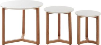 Premier Housewares Interiors By Premier Stylish Set Of 3 Tables With White Tops, Nordic Design Small Lounge Tables, Versatile Small Table For