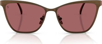 Ferrari 56mm Polarized Cat Eye Sunglasses in Grey/Brown Brush /Red at Nordstrom