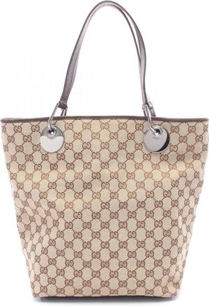 Gucci Beige Brown Gg Canvas Handbag Tote Bag (Pre-Owned)