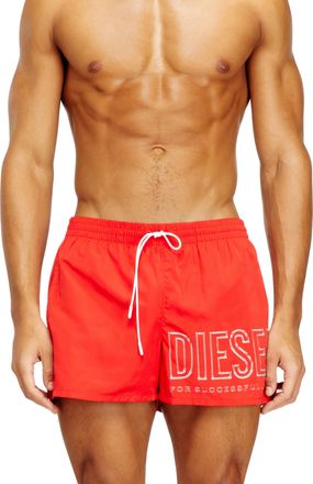 Diesel Mid-length swim shorts with outline logo - Swim shorts - Man - Red