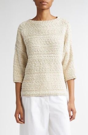Max Mara Arda Cotton Blend Sweater in Ivory at Nordstrom, Size Large