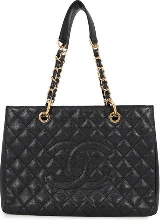 Chanel Black Grained Calfskin Shoulder Bag Tote Bag (Pre-Owned)