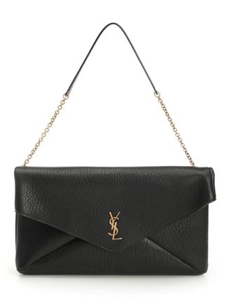 Saint Laurent Envelope Cassandre Small Leather Goods Black
