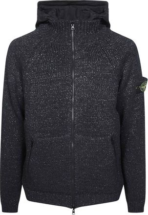 Stone Island Omkeerbaar vest met capuchon en ritssluiting - Heren - Truien - Blauw - Maat: 2XL Katoen