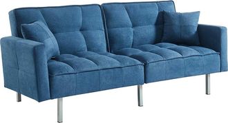Vente-Unique Vente-unique - Divano Letto 3 Posti Clic-clac In Tessuto Blu - Miney