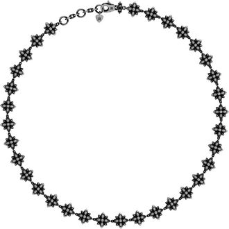 John Richmond Ketting Choker Bloem - Dames - Kettingen - Grijs - ONE Size - Leer - Accessoires