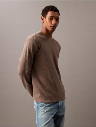 Calvin Klein Jeans Calvin Klein Mens Waffle Crewneck T-Shirt - Grey - XL