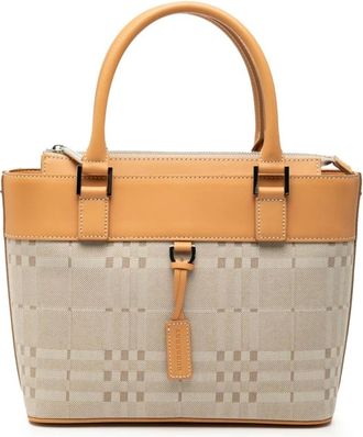 Burberry Pre-owned Tote Bags, female, Beige, Size: ONE SIZE Pre-owned Vintage Haymarket Check Canvas Tote Bag