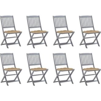 vidaXL Sillas De Jard&iacute;n Plegables 8 Uds Y Cojines Madera Maciza Acacia Vidaxl