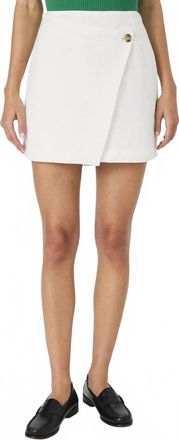 French Connection Birdie Linen Overlap Mini Skirt In Summer White