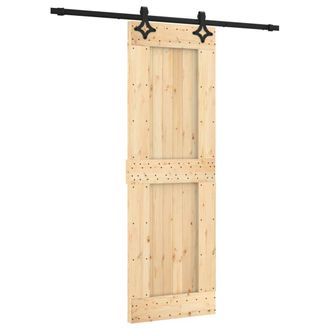 Berkfield Home Sliding Door with Hardware Set 70x210 cm Solid Wood Pine in Light Tan