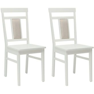 vidaXL Dining Chair 2 pcs White Solid Rubber Wood vidaXL